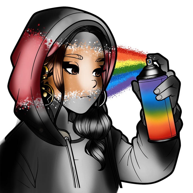 a realistic girl, spray painting