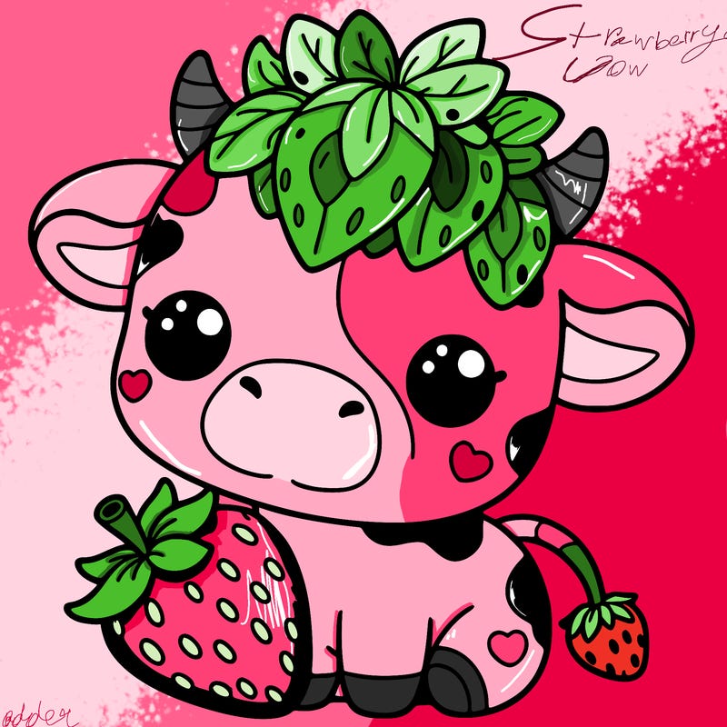 cute strawberry cow