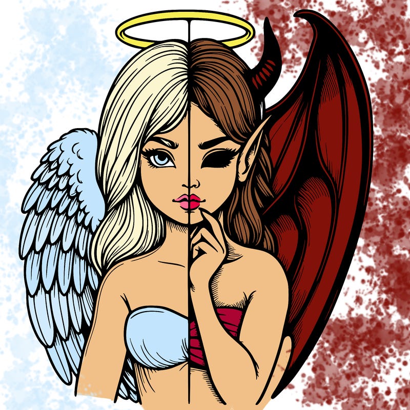 realistic angel half demon