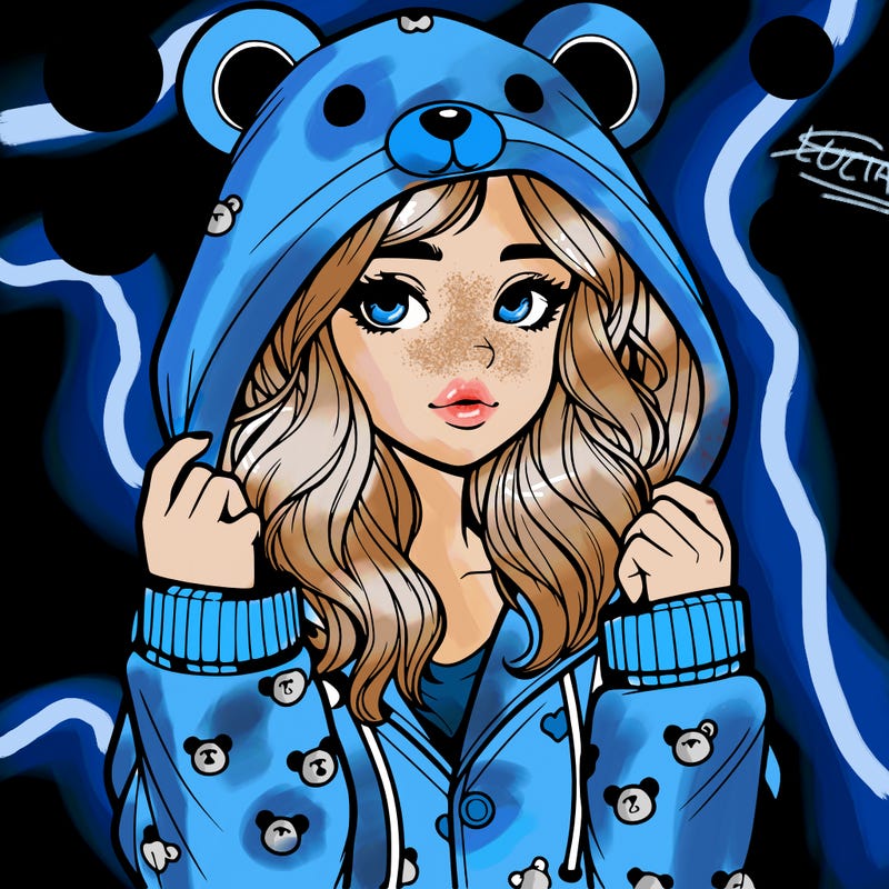 realistic girl in a animal pjs hoodie