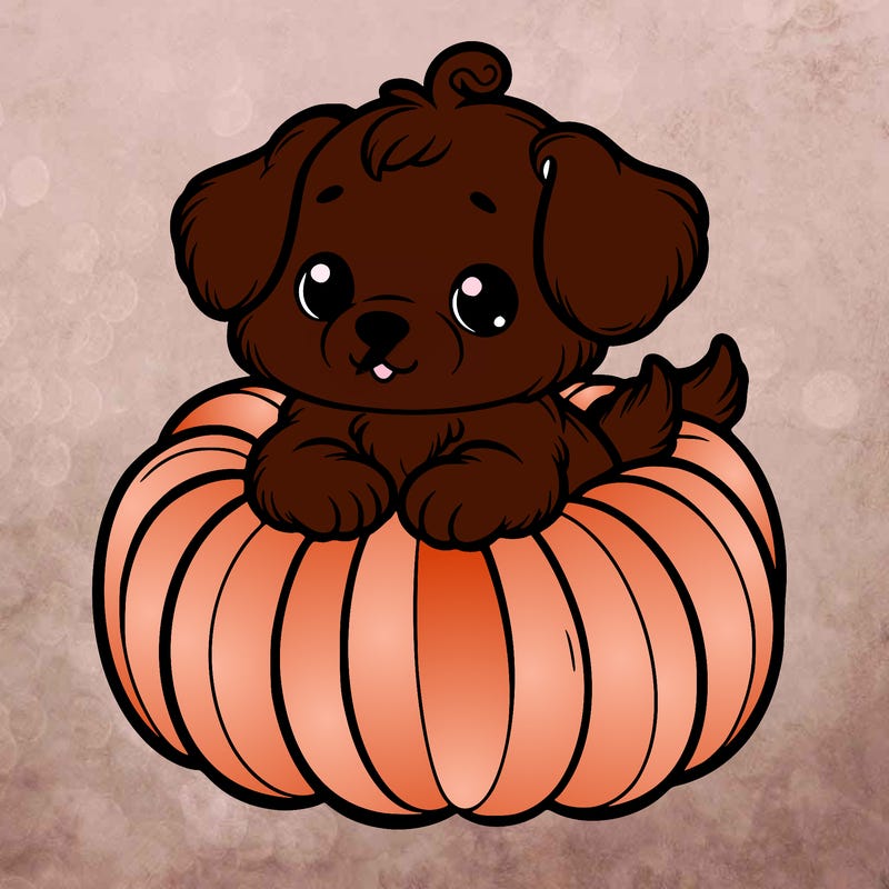 cute little puppy in a pumpkin