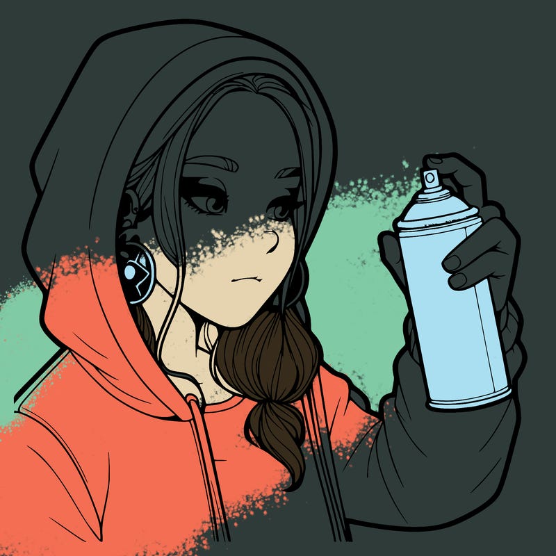 a realistic girl, spray painting