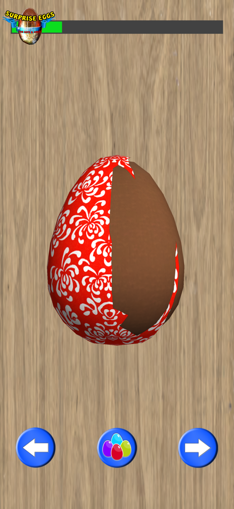 Surprise Eggs for Boys & Girls - Ovo de chocolate com padrão floral vermelho sendo desembrulhado.