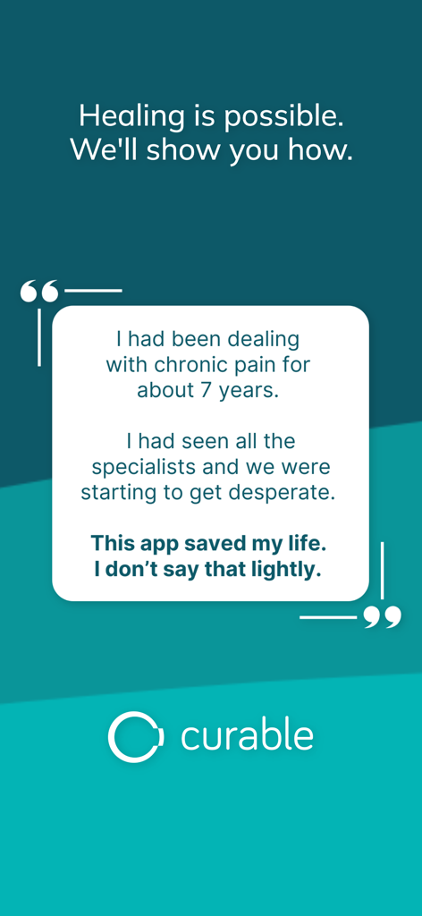 Curable: Chronic Pain Relief - Testimonial from a user about finding chronic pain relief using the Curable app