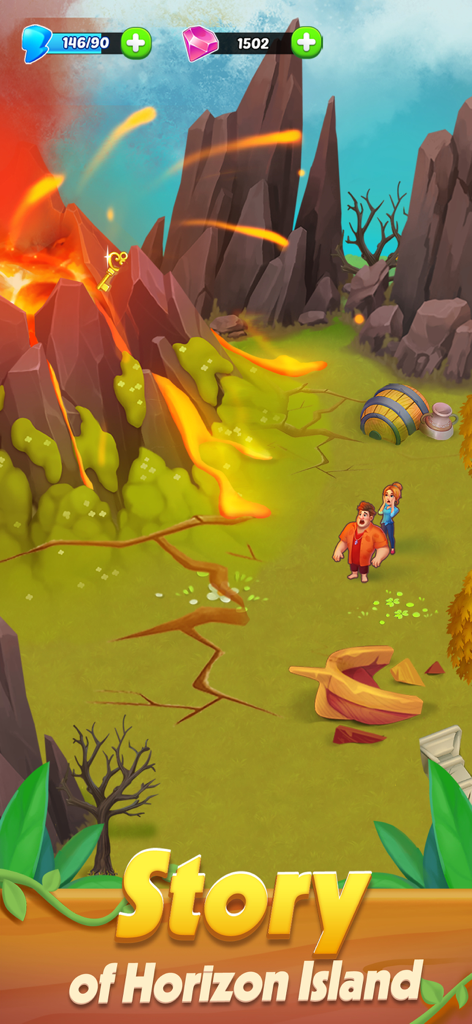 Horizon Island: Farm Adventure - Karl y Lara reaccionando a una erupción volcánica en Horizon Island Farm Adventure