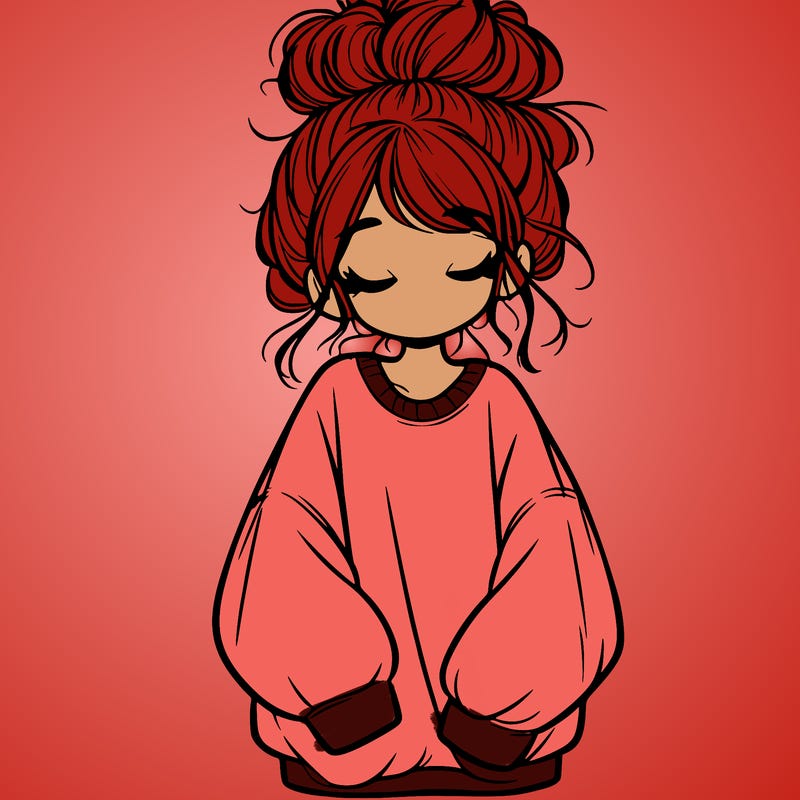 girl with baggy sweatshirt and messy bun