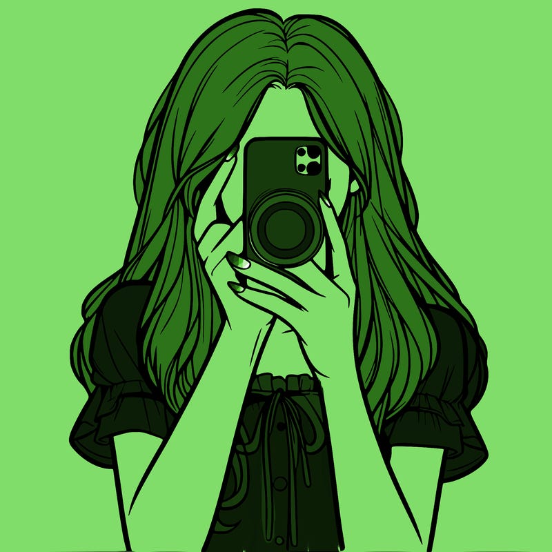 a realistic girl holding her phone taking pictures