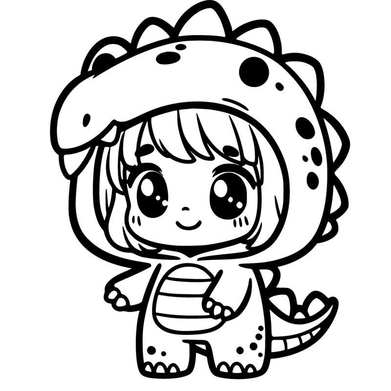 cute girl in dinosaur costume