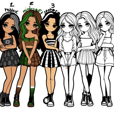 a group of girls realistic