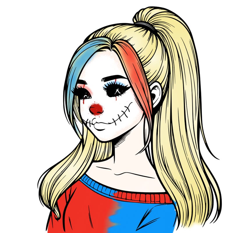 realistic girl with a high ponytail