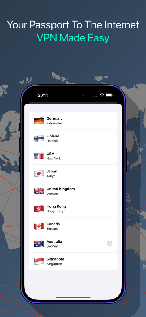 Unblock Master VPN app interface showing a list of global server locations including USA UK and Japan