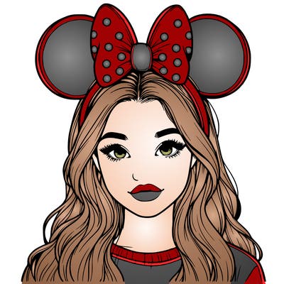 aesthetic realistic girl wearing mickey mouse ears