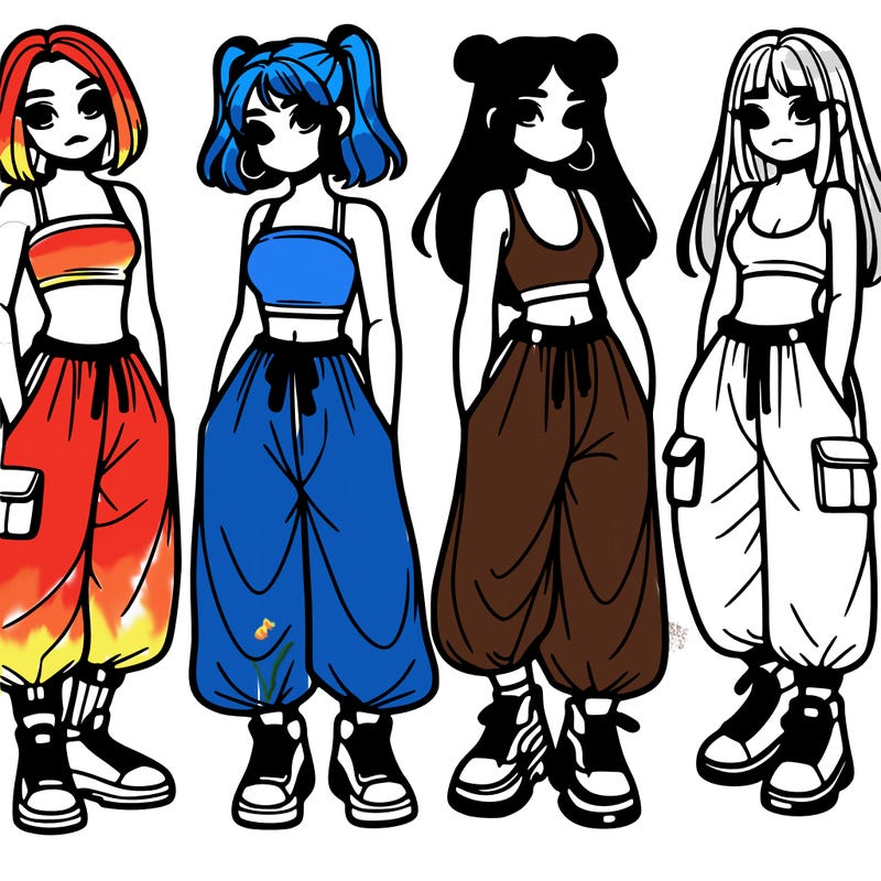 girls with crop top with baggy pants