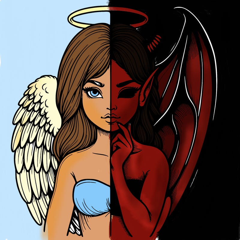 realistic angel half demon