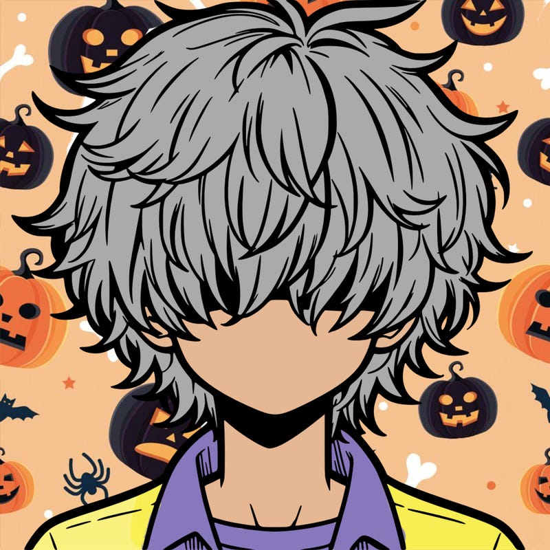 manga boy fluffy hair covering his eyes