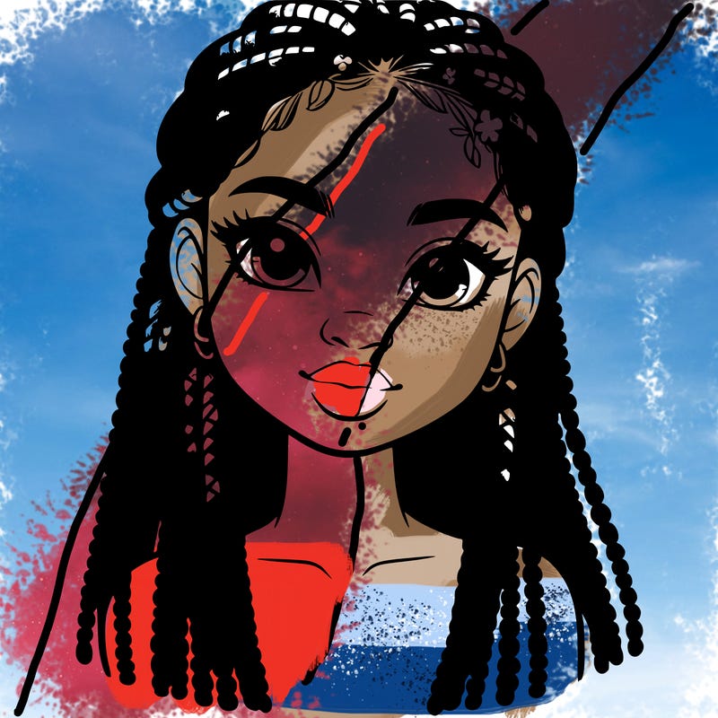 a realistic black girl with braids