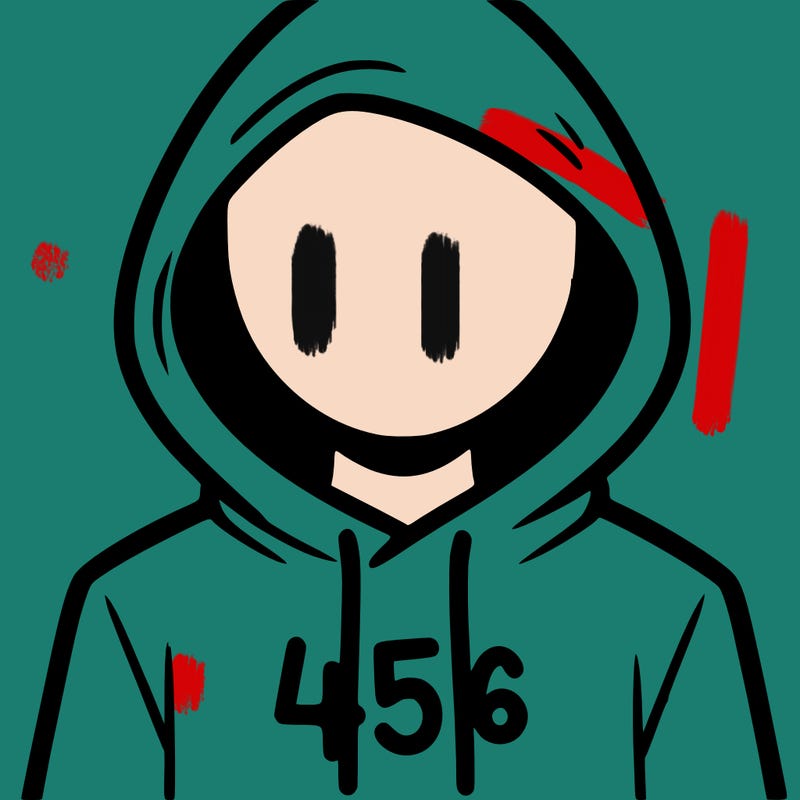 a person with non face waering a hoodie with a 456 symbol