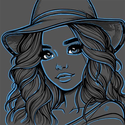 realistic girl with hat