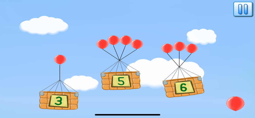Learning numbers 123 count - Juego de contar educativo con cestas numeradas y globos rojos para preescolares