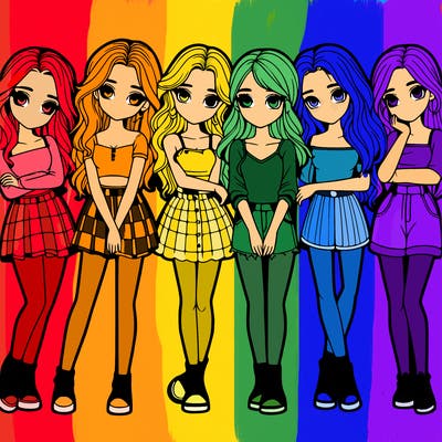 a group of girls realistic