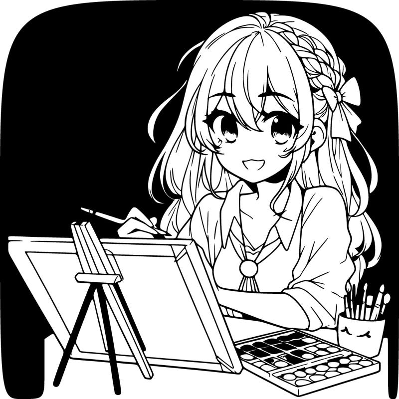 manga girl doing art