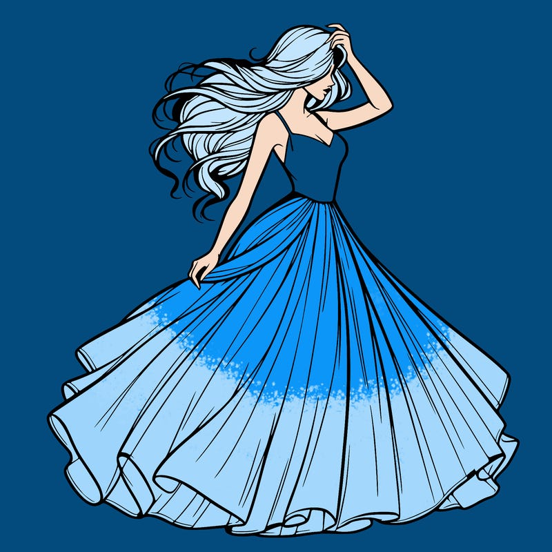 realistic woman with dress flowing in the wind