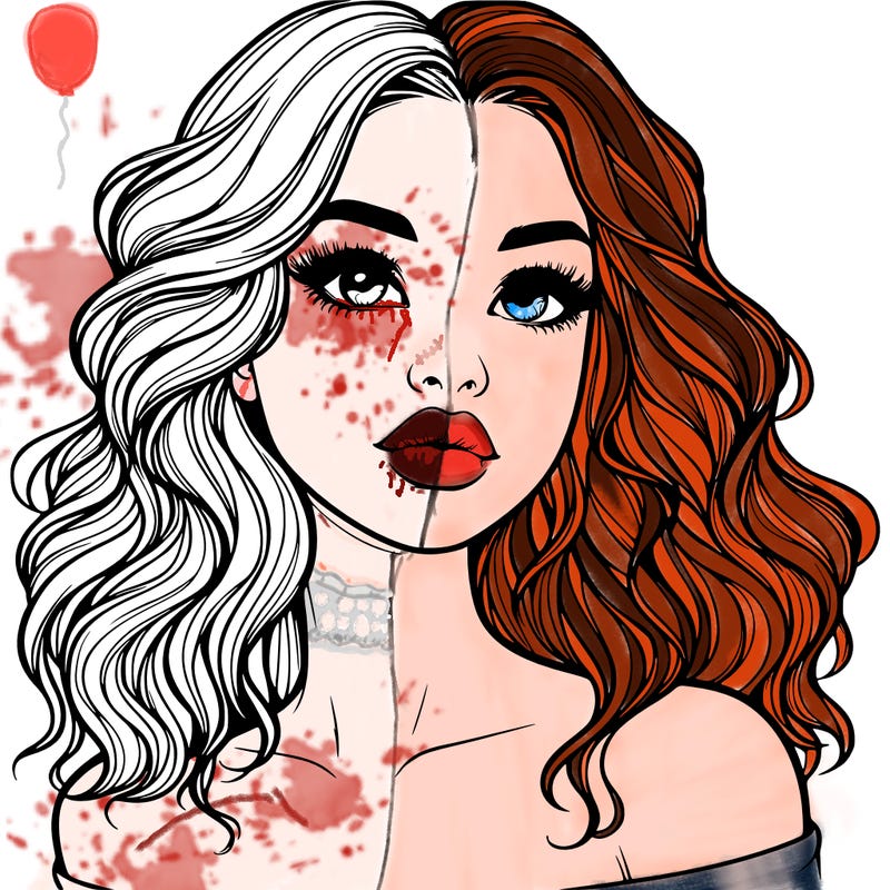 realistic girl with wavy hair and lips