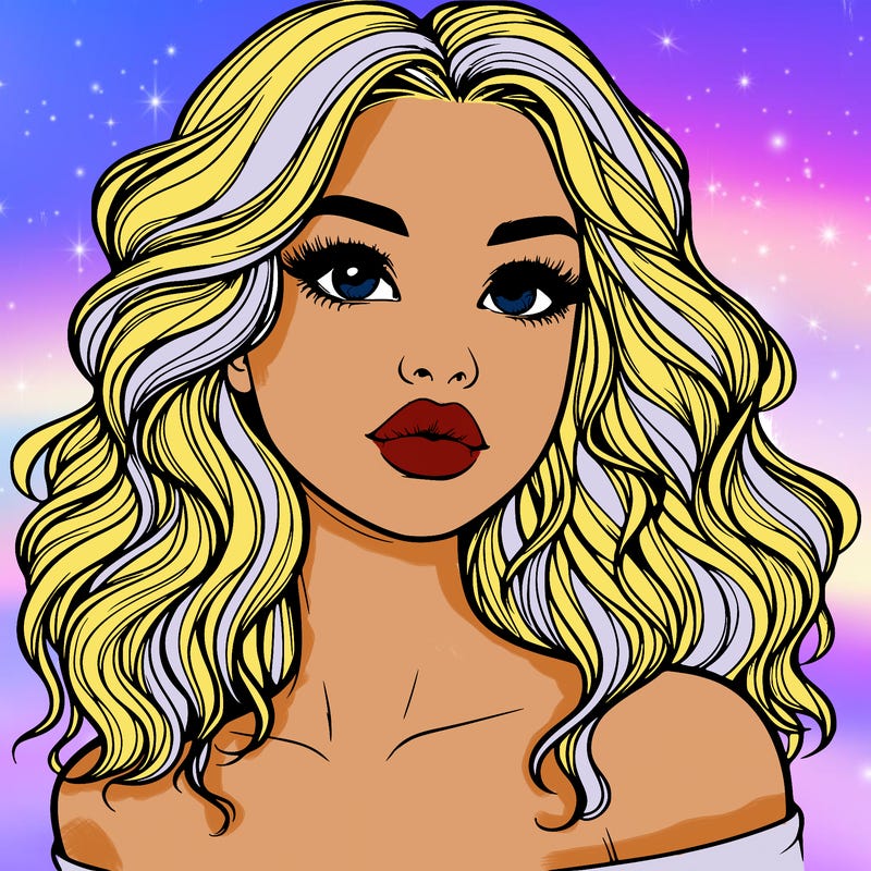 realistic girl with wavy hair and lips