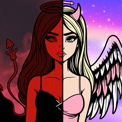 devil vs angel realistic girl