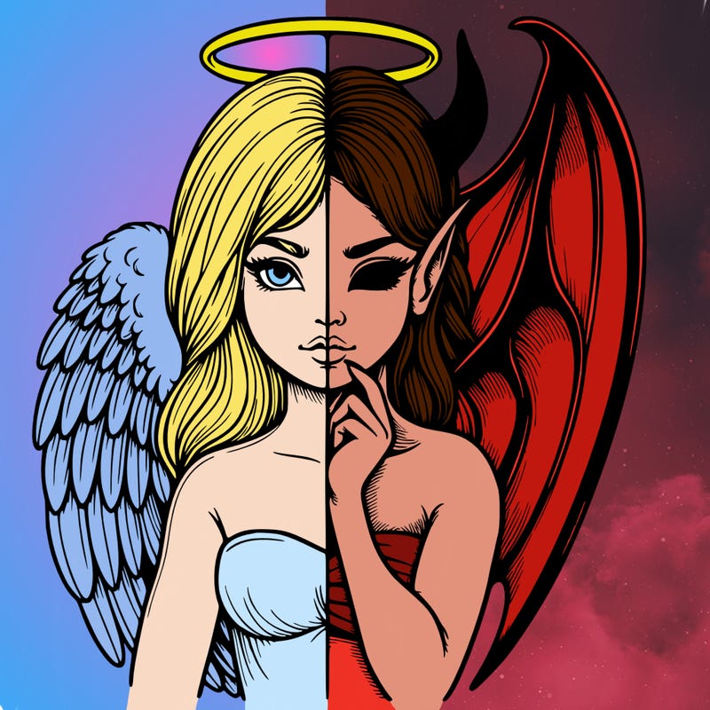 realistic angel half demon