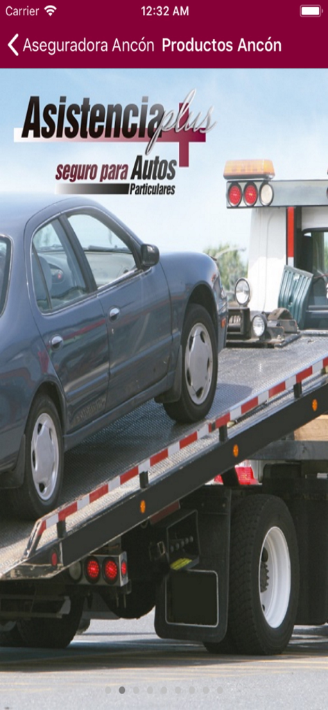 Ancon Clientes app roadside assistance screen for private car insurance