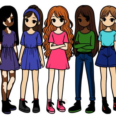 a group of girls standing next to each other