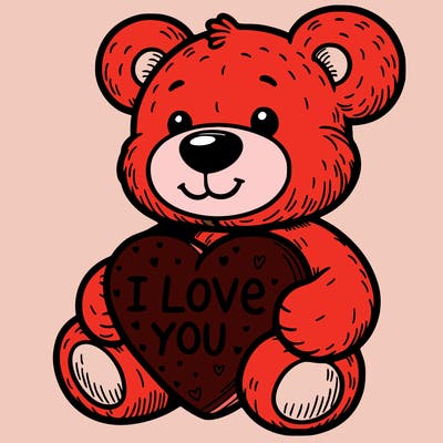 teddy bear holding an i love you heart