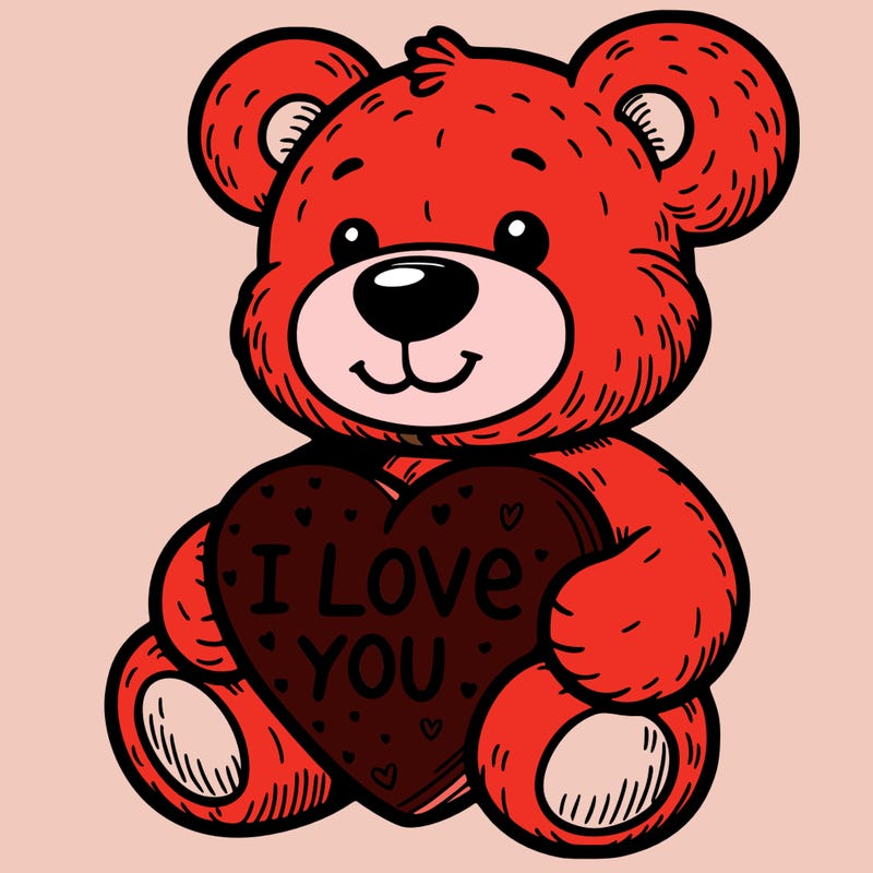 teddy bear holding an i love you heart