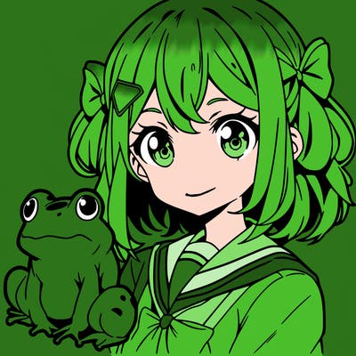 anime girl with a frog