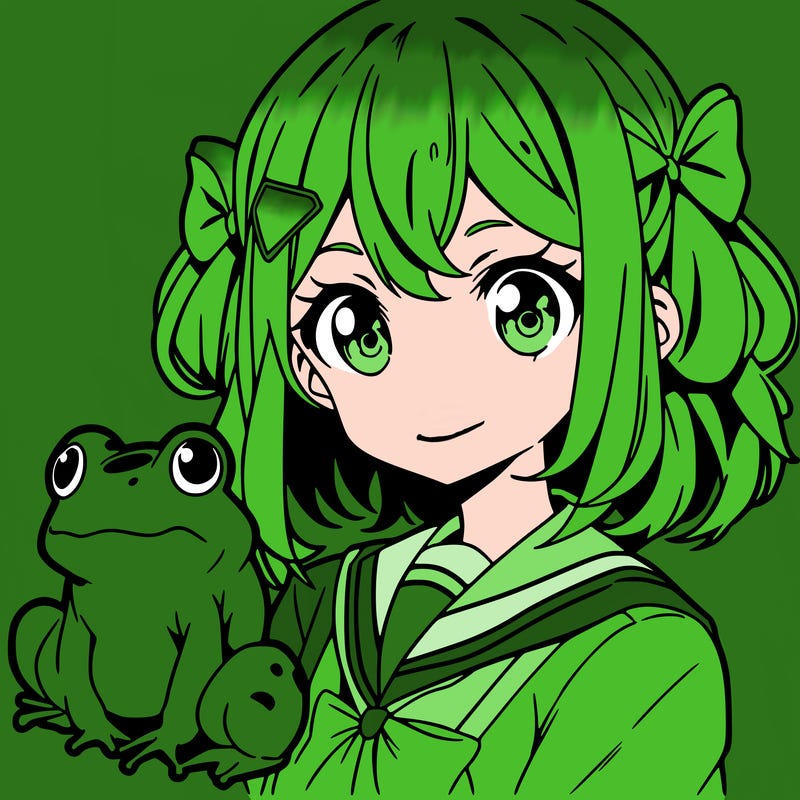 anime girl with a frog