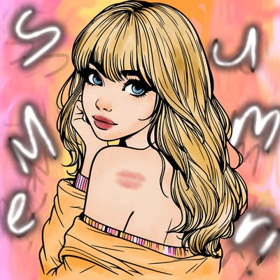 realistic girl with bangs looking over her shoulder