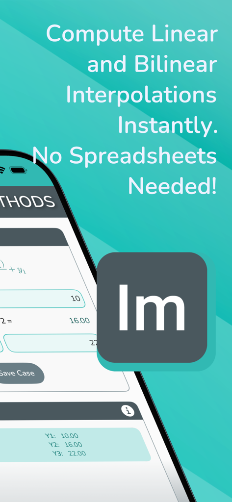 Interpolationsmethoden-App-Oberfläche für lineare und bilineare Berechnungen