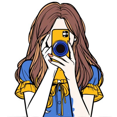 a realistic girl holding her phone taking pictures