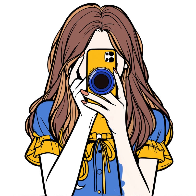 a realistic girl holding her phone taking pictures