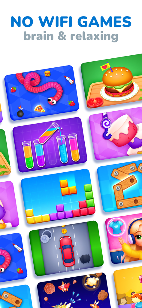 Swipe Games for Kids & Teens - Eine Vielzahl von bunten Offline-Minispielen für Kinder, einschließlich Puzzles und Rennen