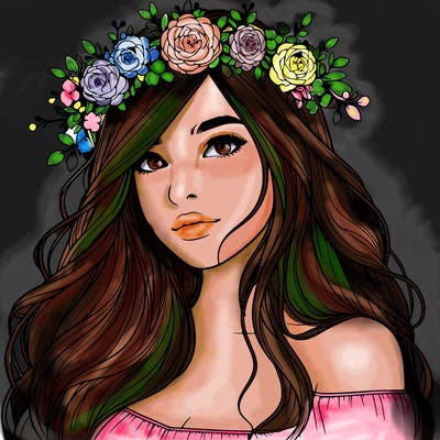 realistic girl with flower crown