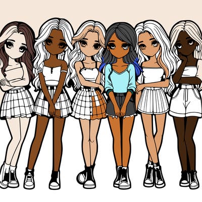 a group of girls realistic