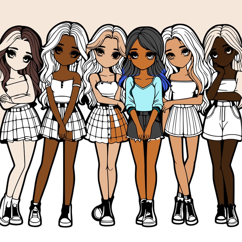 a group of girls realistic