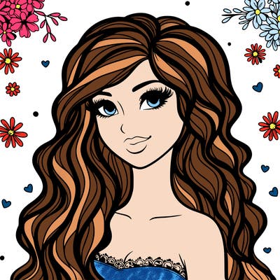 pretty woman with long wavy hair