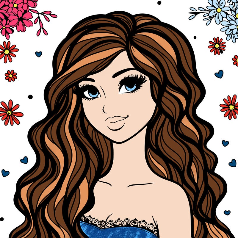 pretty woman with long wavy hair