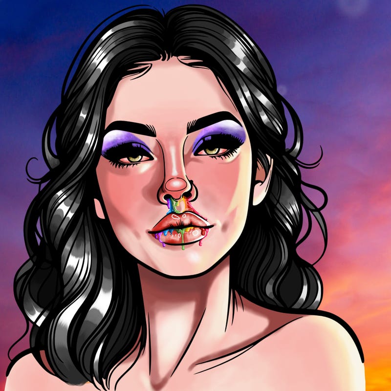 realistic young woman with a nose