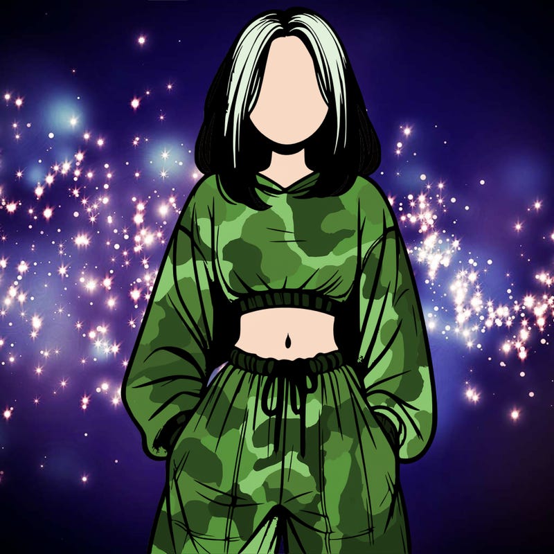 realistic girl faceless with baggy pants and a crop top