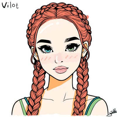 realistic girl with braids