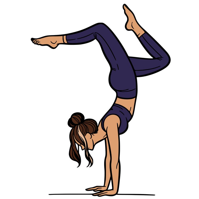 a woman doing a handstand